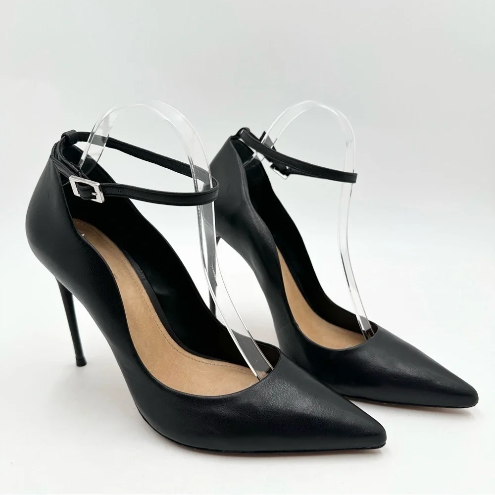 SCHUTZ Women's Thaynara Leather Ankle Strap Pointed Toe Pumps